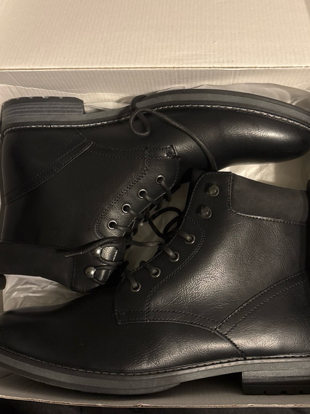 Club Room Black Men's Lace-Up Leather Boots